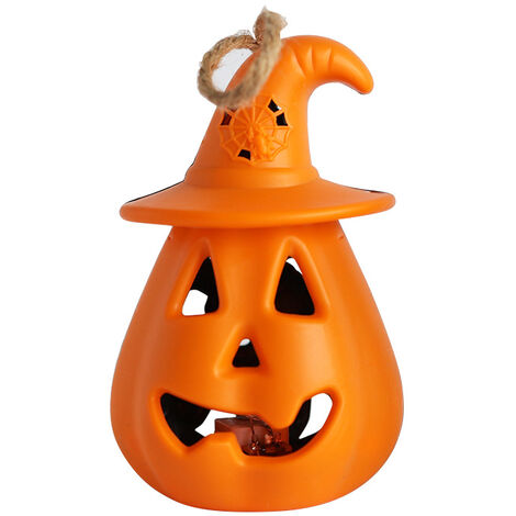 One Piece Jack-o-lantern Holiday Ornement Flameless Jack-o-lantern Lampe Décoration Maison Fenêtre Porte Décoration (Orange)-8 12cm
