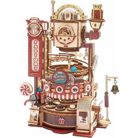 One Piece Modèle en Bois Puzzle 3D En Bois Adulte Enfants Assemblé Jouet Modèle Blocs De Construction, Chocolat Factory-25.51731cm