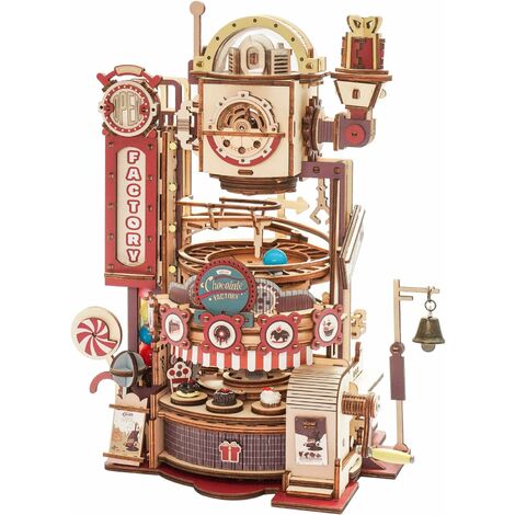 One Piece Modèle en Bois Puzzle 3D En Bois Adulte Enfants Assemblé Jouet Modèle Blocs De Construction, Chocolat Factory-25.51731cm