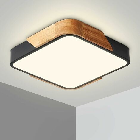 One Piece Plafonnier LED 24W Tricolore Dimmable Moderne Mince Carré Salle De Bains Lumière pour Bureau À Domicile Chambre Salon Cuisine Balcon Couloir (Noir) - 30x5cm