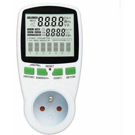 One Piece Plug-In Watt KW Meter, Home Electricity Monitor Ammeter, Socket Wattmeter Energy Meter, Meter Analyzer Tester, Overload Protection 178.57.7
