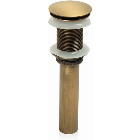 One-slot Basin Sink Faucet Push Pop-Up Click Clack Maker Stopper Stopper Without Overflow Made (Antique Brass)