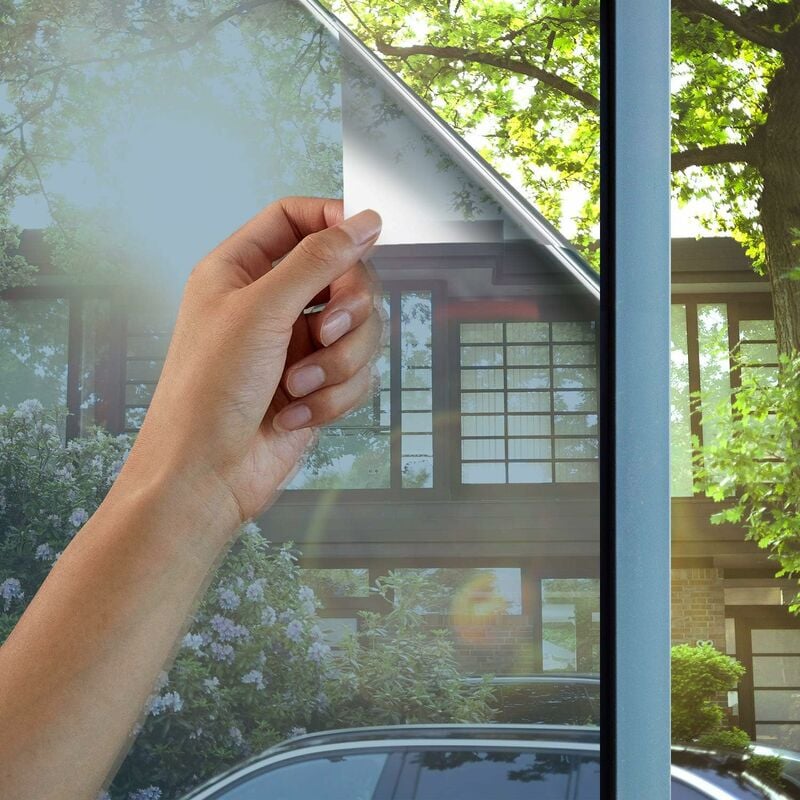 One Way Mirror Window Film Privacy Glass Film Heat Reducing Film Blue Silver 30x100cm