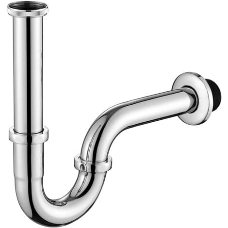 ONECE Edelstahl Siphon für Waschbecken, Universal Röhrensiphon 1-1/4"x32mm, Abflussrohr Waschtisch Sifon mit verstellbar Tauchrohr, Geruchsverschluss, Gummimanschette, Wanddekoration Abdeckung