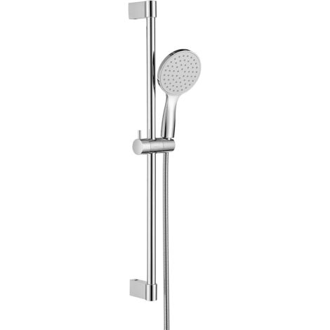 ONECE Ensemble Barre De Douche avec Flexible en Acier Inoxydable, Grande Douchette à Mains Φ12cm, Support de Douche Réglable en Hauteur, Colonne De Douche Montage Mural Sans Robinetterie, Chromé
