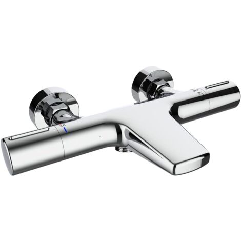 ONECE Grifo de Bañera Visto Termostática de Latón, Grifo de Ducha Cascada, Griferia para Bañera con Botón de Seguridad de 38°C, Mezclador Termostatico Ducha con Dos Salidas, Antisalpicaduras