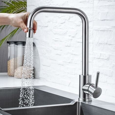 ONECE Küchenarmatur mit 360° schwenkbar Auslauf, Wasserhahn Hochdruck Armatur Küche Mischbatterie Einhebelmischer Spültischarmatur, klassisches Design, Chrom