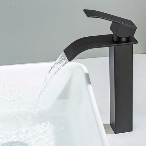 ONECE Lavabo Cascade pour Vasque à Poser, Mitigeur Doré pour Vasque, Robinet Salle de Bains Doré en Acier Inoxydable, Robinettrie de Lavabo Haut, Cartouche Céramique