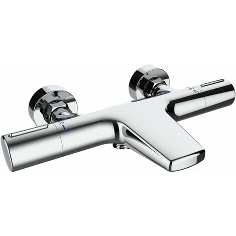 ONECE Robinet de Baignoire Cascade avec Thermostat, Mitigeur de Bain Douche avec 2 Fonctions, Robinet de Douche Thermostatique à 38°C pour Salle de Bains, Robinet de Douche en Laiton Durable, Chromé