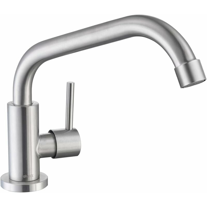 Onece - Robinet de Cuisine Eau Froide Uniquement, Mitigeur Evier Brossé Anti-empreinte, Robinet Pivotant à 360° en Acier Inoxydable, Robinet Mitigeur