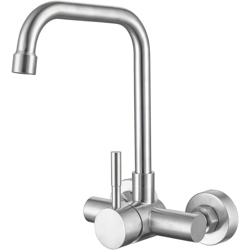 Onece - Robinet de Cuisine Mural, Distance des Trous d'eau Chaude et Froide 110mm, Mitigeur Mural Rotatif à 180°, Aérateur Démontable, Mitigeur