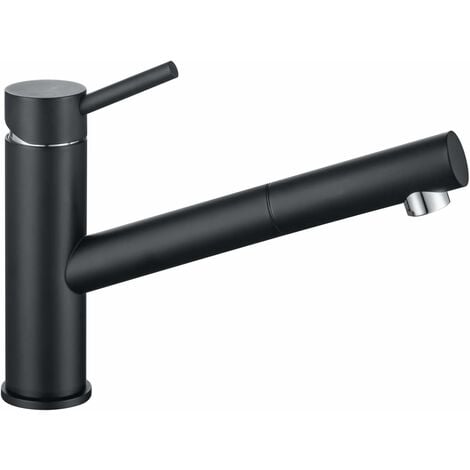 ONECE Robinet de Cuisine Noir avec Douchette 2 Jets aux Choix, Mitigeur Evier Extractible Rotatif à 360°, Robinettrie Chaude et Froide Réglable en Acier Inoxydable SS304