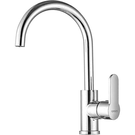 ONECE Rubinetto Cucina, Monocomando Miscelatore Cucina con Beccuccio Girevole a 360°, Rubinetti Lavello Cucina con Bocca Alta, Acqua Fredda e Calda, Aeratore Rimovibile