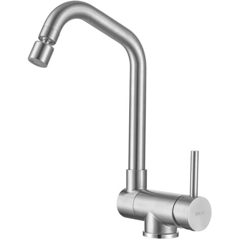 ONECE Rubinetto Cucina Pieghevole con 2 Modalità, Miscelatore Sottofinestra con Girevole Bocca Spruzzatore, Rubinetti Abbattibile per Lavello Girevole a 360°, Acciaio Inox 304, Aeratore Rimovibile