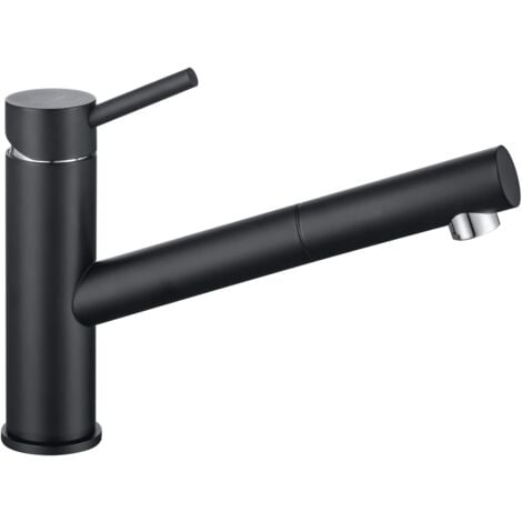 ONECE Rubinetto da Cucina Nero, Miscelatore Cucina con Doccetta Estraibile, Rubinetti Monocomando per Lavello Girevole a 150 °, Acciaio Inox 304, Acqua Fredda e Calda, Aeratore Rimovibile