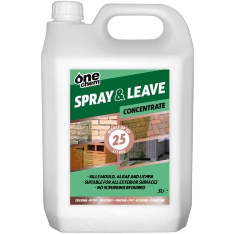 ONE CHEM OneChem 5 Litre Concentrate Spray and Leave - Patio Decking Fencing - Green Mould and Algae Killer - Makes up to 25 Litres