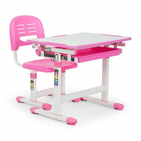 oneconcept Annika Kinderschreibtisch-Set 2tlg. Tisch Stuhl höhenverstellbar pink - Pink