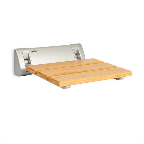 oneconcept Arielle Duschsitz Bambus Aluminium klappbar 160 kg max. holz