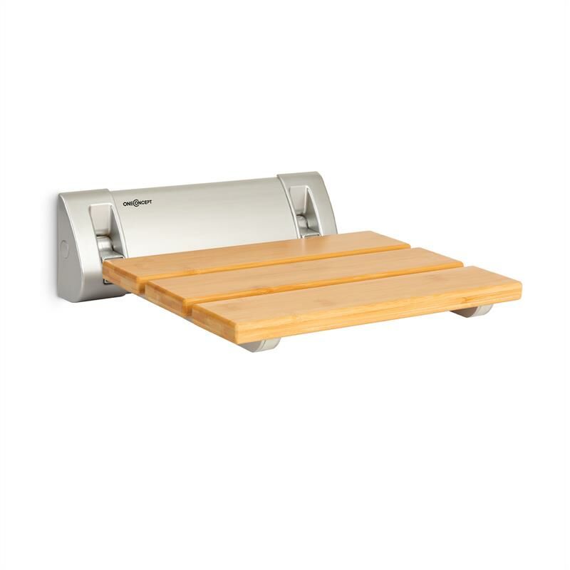 

Oneconcept - Arielle Silla para ducha Bambú Aluminio Plegable 160 kg máx. Madera