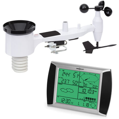 oneConcept Beaufort Estación meteorológica Temperatura Lluvia Humedad Presión Dirección/Velocidad del viento Inalámbrica Pantalla táctil LCD Solar