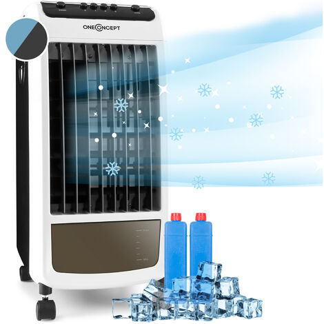 oneconcept Carribean Blue Climatizador evaporativo, humidificador de aire y ventilador de 400 m³/h Negro