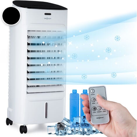 oneconcept Coolster Climatizador evaporativo 4 en 1 de 60W, 320m³/h, depósito de agua de 4L Blanco