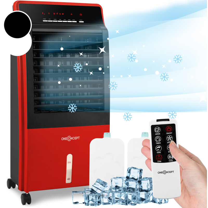 Oneconcept - Rafraîchisseur d'air 4 en 1 Rafraichisseur d'Air 360m³/h 65W Rouge