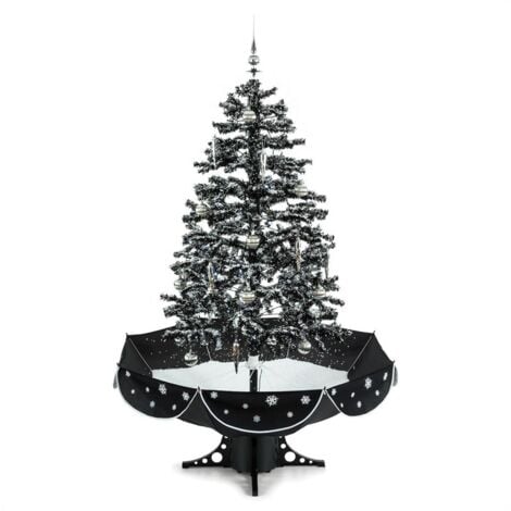 oneConcept Everwhite Sapin de Noël Simulation chute de neige 180cm LED noir