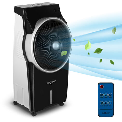 oneconcept Kingcool Climatizador evaporativo, ventilador, ionizador y humidificador de aire 4 en 1 Negro - Negro
