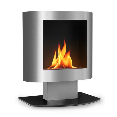 OneConcept Phantasma Tower Cheminée à l' éthanol brûleur de sécurité - inox - Argent - Argent