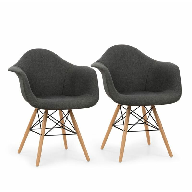 oneconcept - visconti set 2 chaises design à coque polypropylène - gris - gris