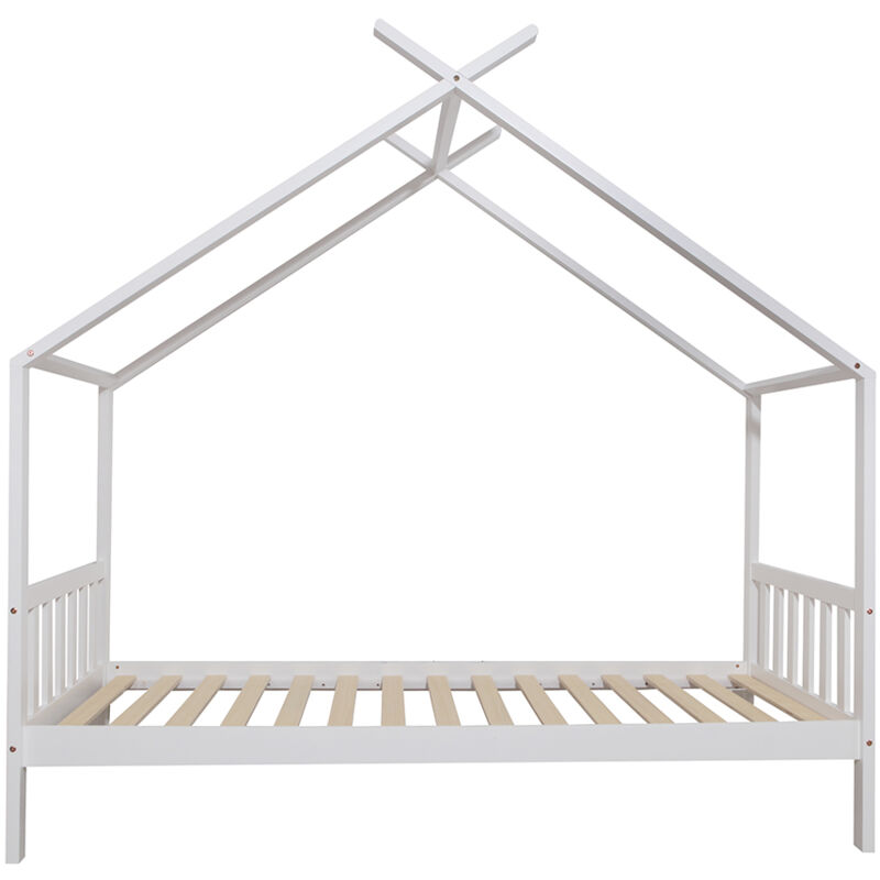 Oneiroi - Lit Cabane Enfant avec Tête de Lit et Sommier à Lattes - Bois de Pin Blanc - Lit Lit 90x190CM