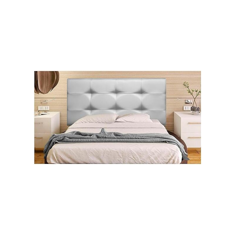 

Cabecero de Cama tapizado en Polipiel Mod.TENNESSEE, Acolchado de Espuma para Cama de Niño, Juvenil y Matrimonio (70 cm. Alto) (90X70, Plata) - Plata