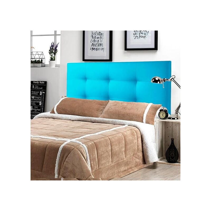 

Cabecero de Cama tapizado en Polipiel Mod.TENNESSEE, Acolchado de Espuma para Cama de Niño, Juvenil y Matrimonio (70 cm. Alto) (180X70, Turquesa)