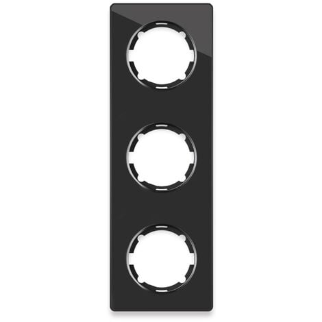 Doppel-Lichtschalter mit Kontrollleuchte schwarz mit Glas-Abdeckrahmen grau