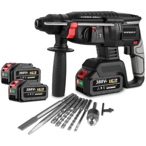 ONEVAN 26MM Bürstenloser elektrischer Hammer  Schlagbohrmaschine mit 2 Batterie+10 zubehör