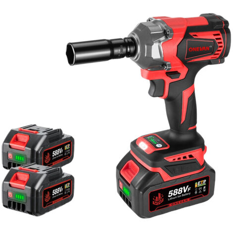 Onevan – Clé à chocs sans fil 700Nm – Moteur Brushless – 4 vitesses – Avec 2 batteries 588VF et douille 1/2 pour boulons M10-M20