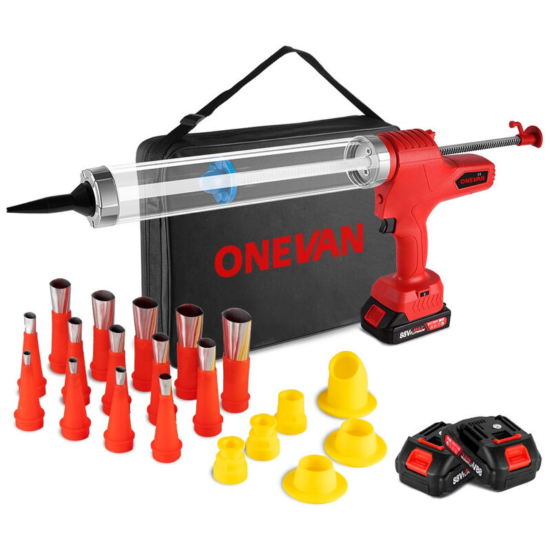 Pistolet extrudeur pour mastic/silicone réglable à 6 vitesses, pistolet de réparation de calfeutrage portable,Avec batterie lithium 88VF (deux