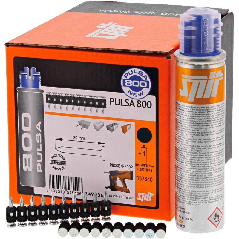 Spit - itw C6 20 mm, clous Pulsa standard, avec 3 cartouches de gaz, 1500 clous 20 mm (057545)