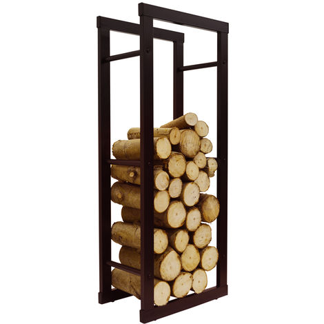 ONIDA - Metal 40cm Slimline Fireside Log Storage Rack - Black - Black