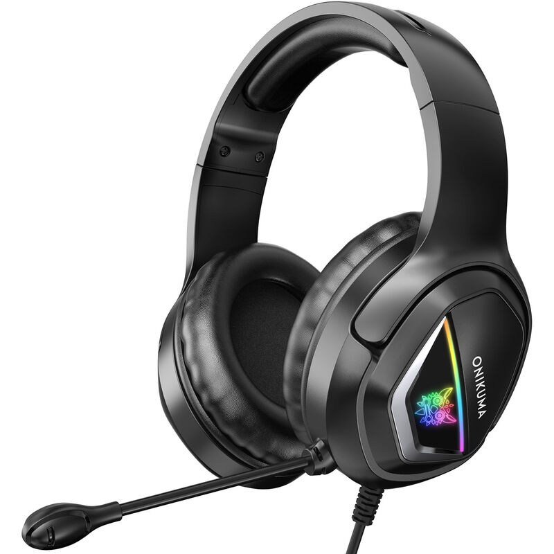 

X2 Auriculares para juegos con cable PC Auriculares estereo para juegos con microfono de reduccion de ruido Luces RGB para computadora PC Gamer,