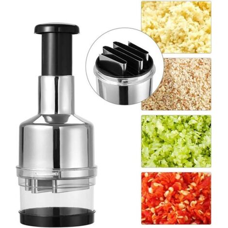 Onion slicer, vegetable slicer, mini onion chopper, manual small onion chopper, can be used for blending, pureeing, and garlic pressing, with a non-slip handle.