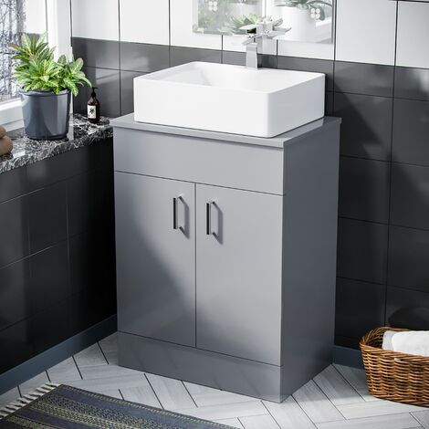 main image of "Onken 500mm Light Grey Vanity Cabinet and Rectangle Counter Top Basin Unit"
