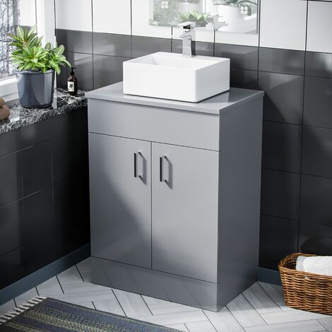 Onken 500mm Light Grey Vanity Cabinet and Small Rectangle Counter Top Basin Unit