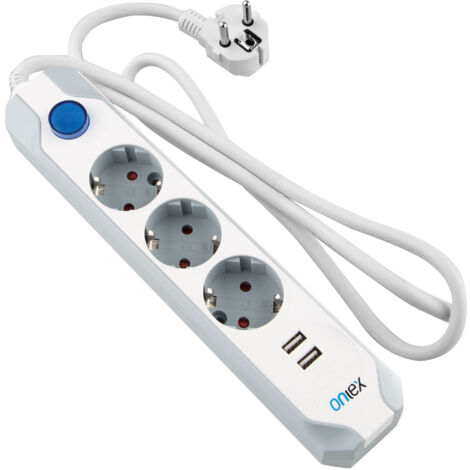 Onlex pro base 3 prese + 2switch usb 1,5 metri