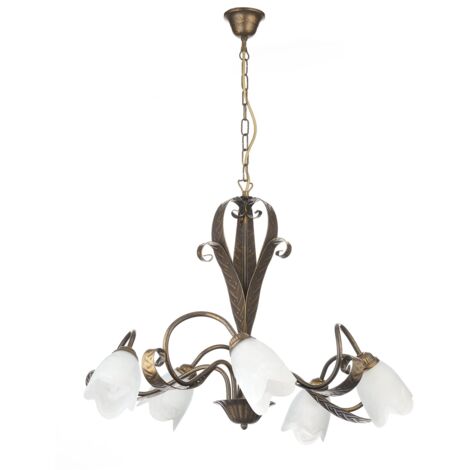 Onli 4240/5 Lampadario, Marrone, metallovetro