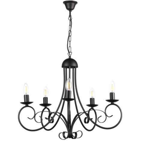 ONLI 4885/5N LAMPADARIO Pompei 5 LUCI col.Nero, Nero