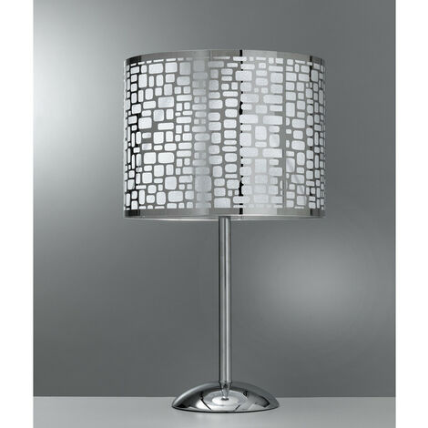 Onli BRUCE Grande Lampe De Table Avec Abat-Jour Rond, Argent