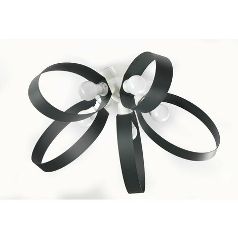 ONLI Fiocco Plafoniera Stile Moderno E14, Grigio Antracite, 65 x 28 cm