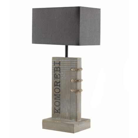 Onli Komorebi Lampada da Tavolo in Legno con Paralume E14, Grigio, 22 x 16 X h 48, legnostoffa